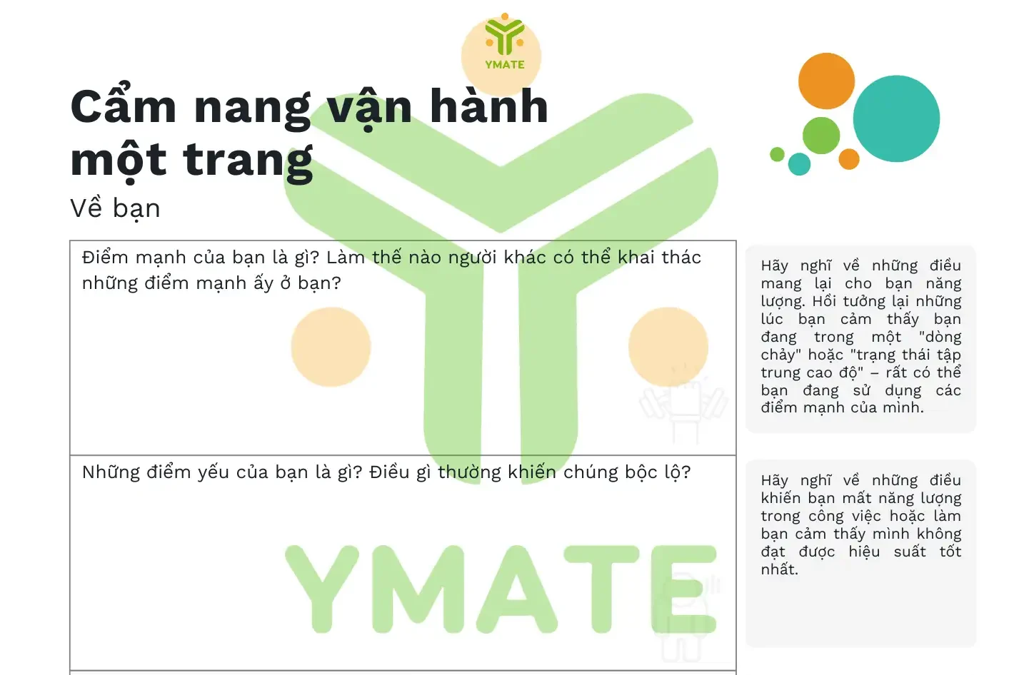 Cẩm nang vận hành một trang - Nhà sách YMATE