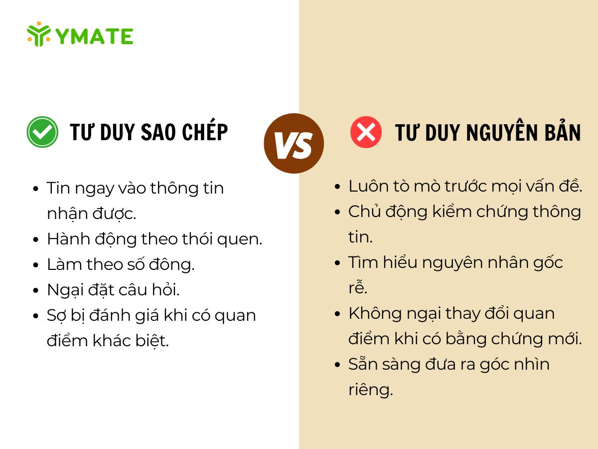 Sự khác biệt giữa tư duy nguyên bản và tư duy sao chép